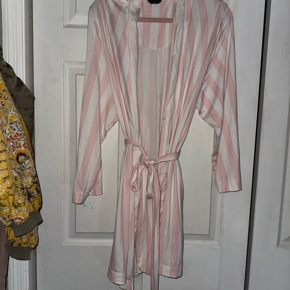 Kate Spade Blush and White Striped Robe